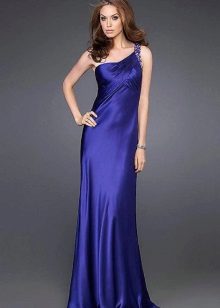 purple satin one shoulder dress