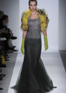 Fur vest for a long dress