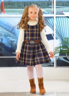 School dress for girls in a-line checkered