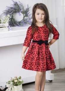 Knitted party dress for girls with print