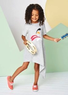 Knitted summer dress for girls asymmetric