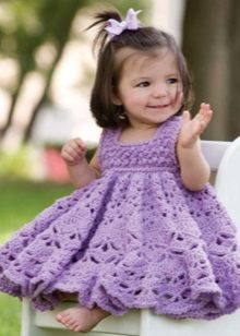 Crochet dress for girls purple