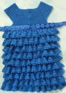 Elegant blue dress with ruffles for girls 4-5 years old