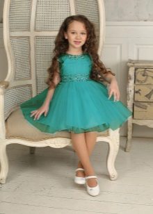Sea-colored graduation dress in kindergarten