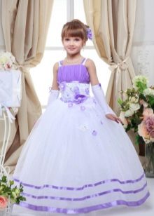 White-purple graduation dress in kindergarten