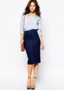 Denim pencil skirt