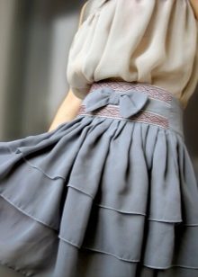 gray chiffon skirt with frill