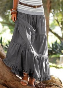 gray skirt with ruffles and ruffles