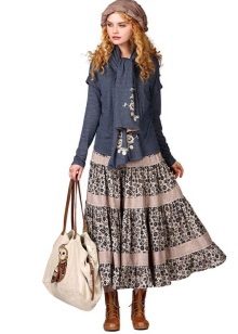 full skirt with frills of two types of fabric