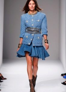 denim skirt with flounce