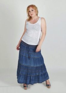 long denim skirt with frill