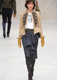 vertical flounce midi skirt