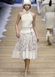 midi skirt with flounce below