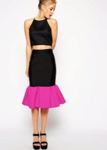 skirt with a flounce from below