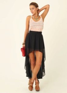 Asymmetrical black skirt with a train