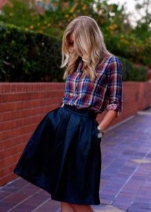 Sun skirt and bright checkered shirt