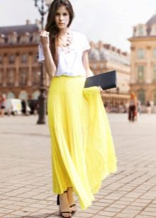 Yellow summer long skirt with yellow sun
