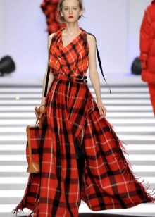 full floor plaid skirt