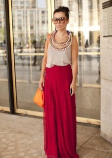 red evening maxi skirt