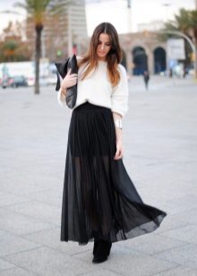 black chiffon floor skirt