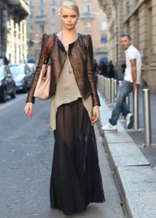 black long chiffon summer skirt