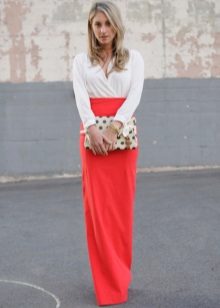 coral long skirt