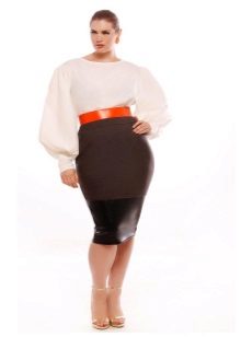 combination fabric pencil skirt for overweight women