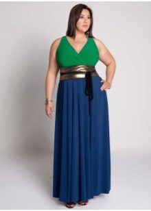blue wide-waist maxi skirt for overweight women