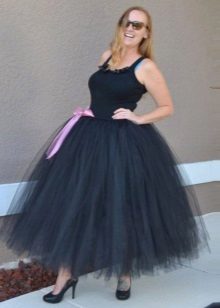 Black layered long skirt