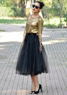 Layered Black Midi Skirt