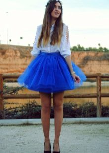 Blue layered short skirt