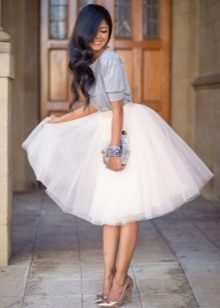 Layered White Tulle Skirt