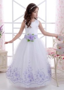 New Year's dress for the girl white with a print