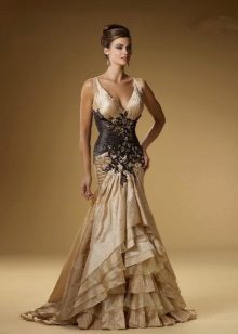 Golden Black Taffeta Mermaid Dress