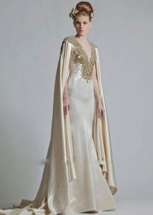 V-neck taffeta dress