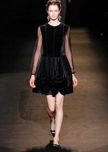 A-line velor dress short