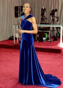 Velor floor dress with train