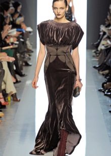 Velor dress with wide sleeves