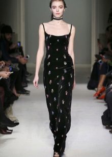 Velor dress on the floor straps