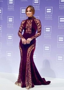 Velor dress long with lace