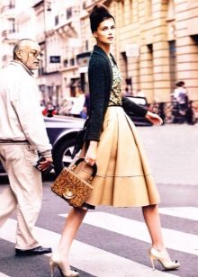 Golden Beige Full Midi Skirt