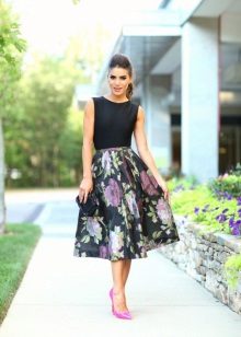 black floral midi skirt