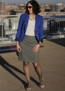 Gray cotton pencil skirt