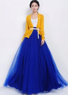 full blue skirt on the floor