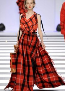 chiffon plaid floor skirt