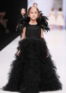 Chic designer puffy floor dress for girls