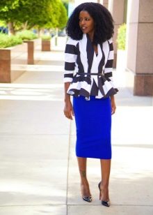 Blue hourglass pencil skirt for girls