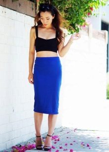 Blue rectangle pencil skirt for girls