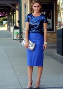 Blue rectangle pencil skirt for girls