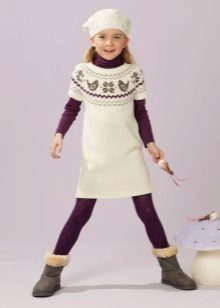 Winter dress tunic white for girls